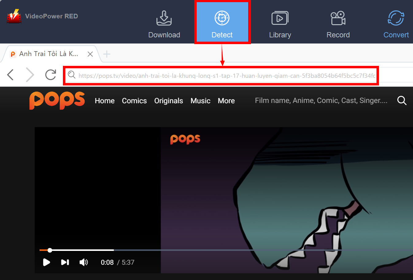 download pops anime, embedded browser
