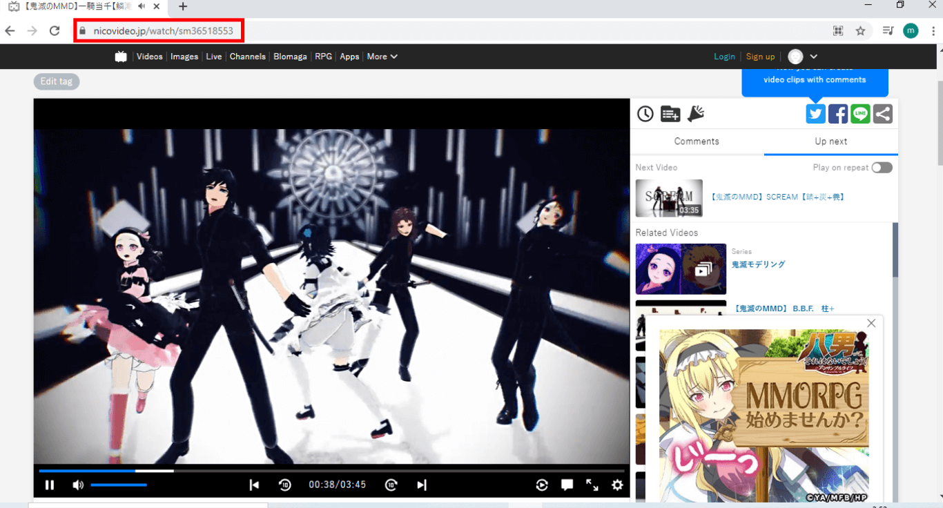 Download Niconico video, copy URL