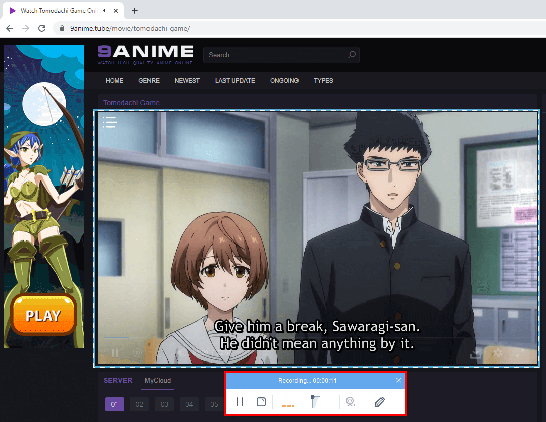 anime downloader, begin the recording